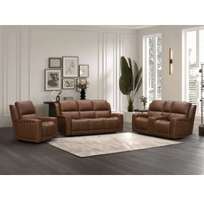 Pierce Homerun Cinnamon Leather Zero Gravity Power Reclining Living Room Set with Power Lumbar and USB Charging