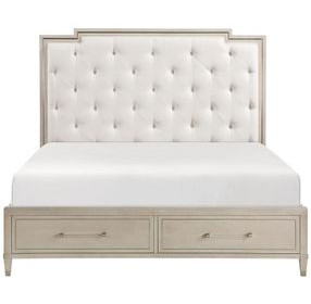 Genoa Light Oak Upholstered Storage Platform Bedroom Set