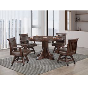 Gettysburg Dark Distressed Chestnut Adjustable Game Table with Flip Over Chip Holders