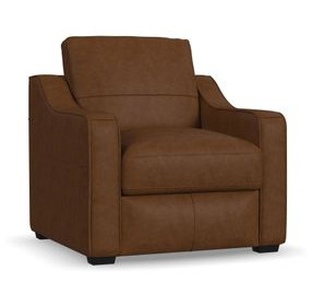 Hudson Brown Leather Upholstered Accent Chair