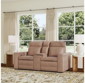 Dutch Desert Tan Leather 78" Zero Gravity Power Reclining Loveseat with Console and USB Charging