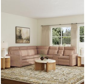 Dutch Desert Tan Leather 6 Piece Modular Zero Gravity Power Reclining Sectional with Power Lumbar and USB Charging