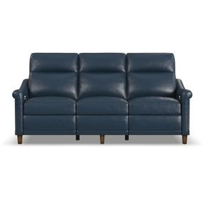 Elizabeth Dark Sea Blue Leather Power Reclining Living Room Set