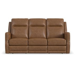 Maxwell Cedar Brown Leather Zero Gravity Triple Power Reclining Living Room Set
