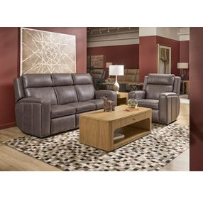 Wyatt Gunmetal Gray Leather 85" Zero Gravity Power Reclining Sofa with Power Lumbar and USB Charging