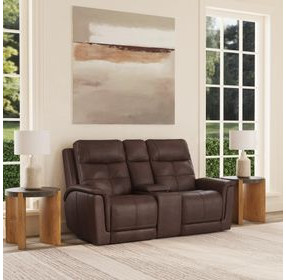 Ranger Rustic Brown Leather 73" Zero Gravity Power Reclining Loveseat with USB Charging and Heat Massage