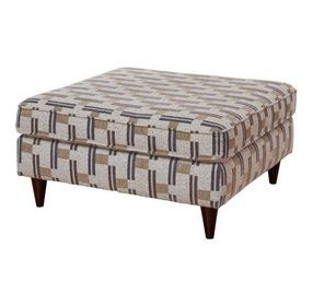Seluna Truffle Beige and Brown Performance Fabric Square Cocktail Ottoman