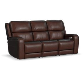 Oasis Truffle Leather 83" Zero Gravity Power Reclining Sofa with USB Charging and Heat Massage
