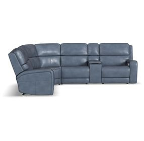Oasis Storm Leather Zero Gravity 6 Piece Modular Power Reclining Sectional with Heat Massage and USB Charging