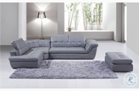397 Grey Italian Leather Chaise LAF Sectional