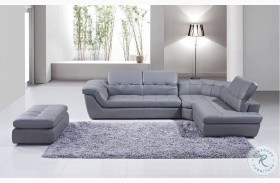 397 Grey Italian Leather Chaise RAF Sectional