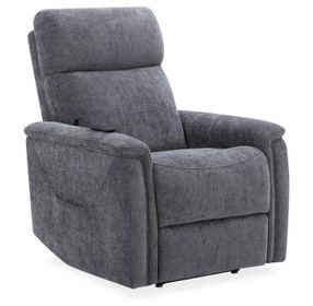 Luma Petite Gray Performance Fabric Power Lift Recliner with USB Charging and Power Lumbar