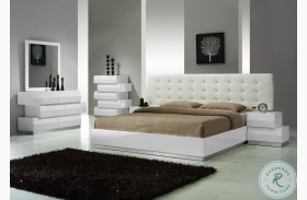 Milan White Lacquer Platform Bedroom Set