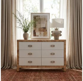 Corfu Natural and White Cosmopolitan 6 Drawer Double Dresser