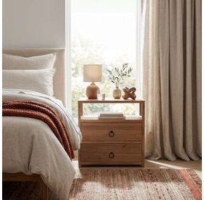 Lark neutral Mango 2 Drawer Nightstand