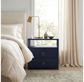 Lark Navy Blue 2 Drawer Nightstand