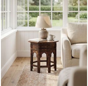 Bone Inlay 20" Wood Accent Table