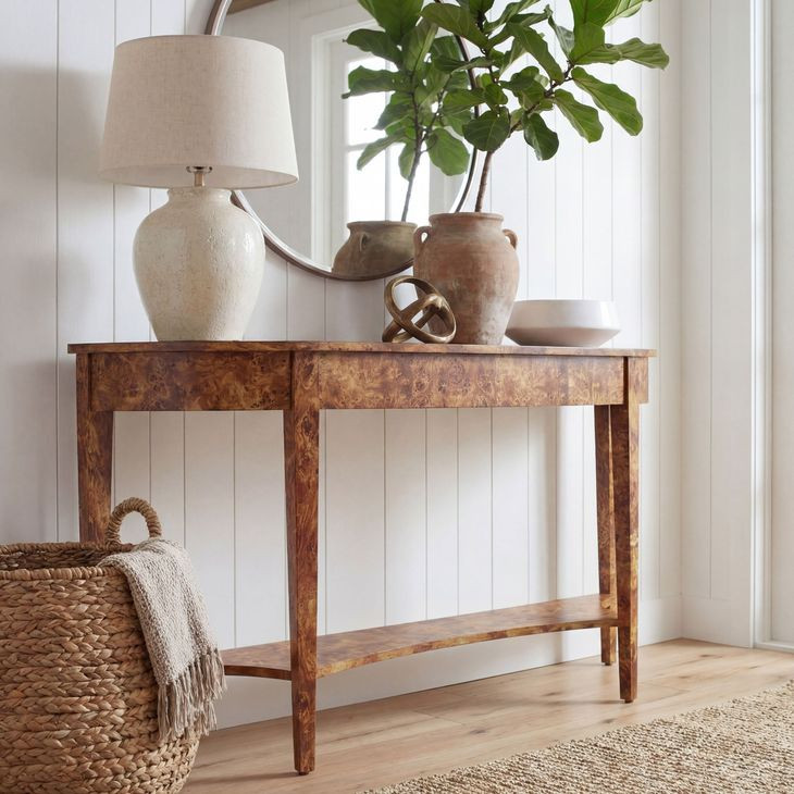 Astor Traditional Burl Console Table