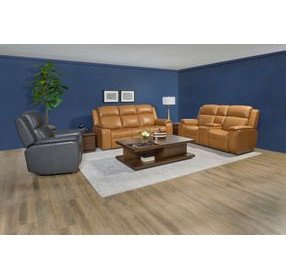 Ziggy Brown Leather 79" Zero Gravity Power Reclining Loveseat with USB Charging and Heat Massage