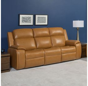 Ziggy Brown Leather 89" Zero Gravity Power Reclining Sofa with USB Charging and Heat Massage