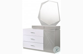 Florence White and Light Grey Lacquer Dresser and Mirror