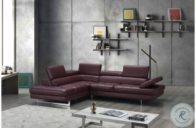 178556-LHFC Maroon Italian Leather Chaise LAF Sectional