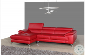 179061-LHFC Red Italian Leather Mini Chaise RAF Sectional