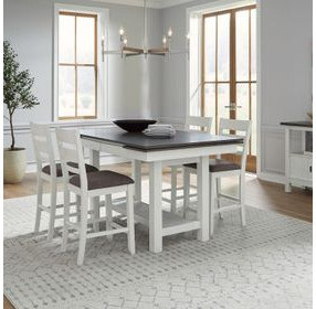 Brook Bay Textured White and Carbon Gray 94" Extendable Rectangular Gathering Table