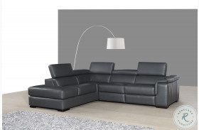 Agata Slate Gray Leather Power Reclining LAF Sectional