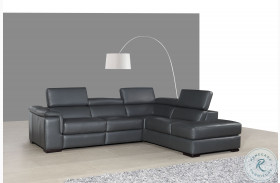 Agata Slate Gray Leather Power Reclining RAF Sectional