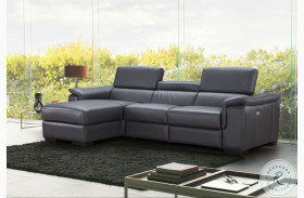 Allegra Slate Gray Leather Power Reclining LAF Sectional