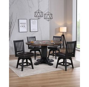 Ashford Black Swivel Upholstered Game Chair Set of 2
