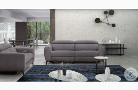 Lorenzo Grey Italian Leather Reclining Living Room Set