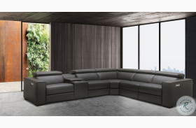 Picasso Dark Grey Top Grain Leather Power Reclining Sectional
