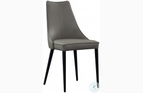 Milano Light Grey Italian Leather Dining Chair Set of 2