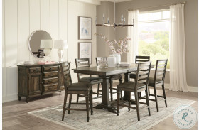 Delphine Vintage Dark Pine Extendable Counter Height Dining Room Set
