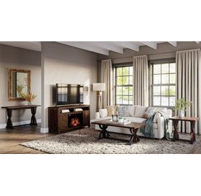 Fairview Oak Dark Brown TV Stand with Electric Fireplace
