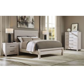 Joinery Washed White Oak Queen Plank Panel Bed