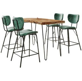 Nature's Edge Natural and Jade Upholstered 5 Piece Counter Height Dining Set