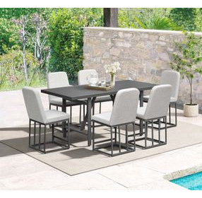 Navarro Outdoor Dining Gray Upholstered Outdoor Bar Stool Set of 2