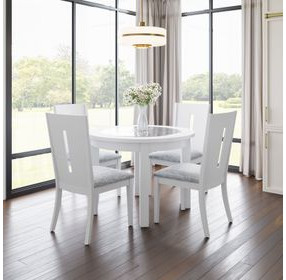 Urban Icon White and Gray Upholstered 5 Piece Dining Set