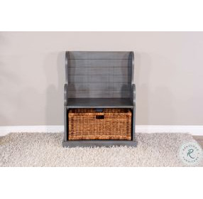 Golden Hearth Little Boy 31" Accent Bench with Rattan Basket