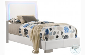 Felicity Gloss White Twin Panel Bed With LED Lighting