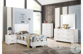 Felicity Gloss White Youth Panel Bedroom Set With LED Lighting