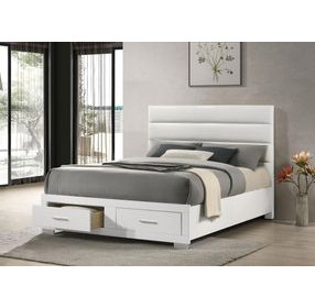 Felicity White High Gloss King Upholstered Platform Storage Bed