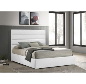 Felicity White Queen Upholstered Low Profile Platform Bed