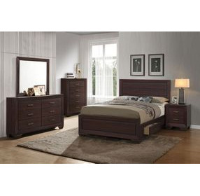 Kauffman Dark Cocoa California King Storage Panel Bed