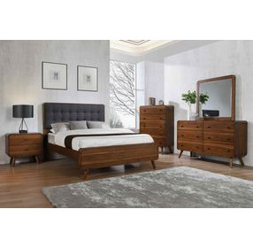 Robyn Dark Walnut and Gray California King Upholstered Platform Bed