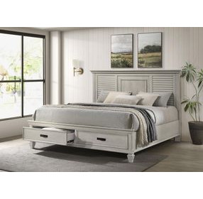 Franco Antique White King Panel Storage Bed