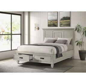 Franco Antique White Queen Panel Storage Bed